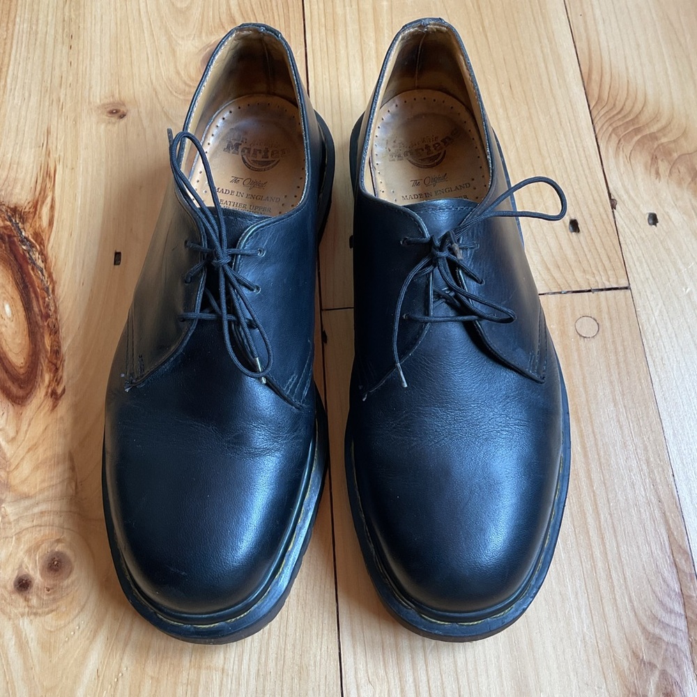 Vintage Black Leather Dr Martens Oxfords Made In England 9